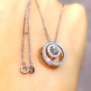 White Sapphire Silver 925 Spiraling Pendant Necklace